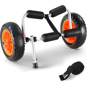 VEVOR Kayak Cart, 250lbs Load Capacity, Foldable Kayak Dolly Aluminum Kayak Wheels with 10” Solid Tires for Kayaks Carrier Canoes Paddleboard Kayak Trolley Float Mats Jon Boats