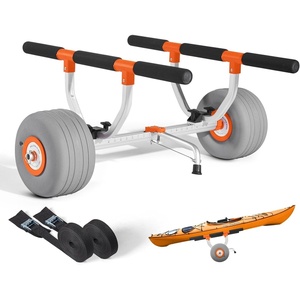 VEVOR Kayak Cart, 350 lbs Load Capacity, Kayak Trolley with 12-inch Inflatable PU Tires & 2 Straps, Assembles & Disassembles Within Seconds, Paddle Board Trolley for Carrying Kayaks & Canoes(31.9 x 39.0 x 22.4″)