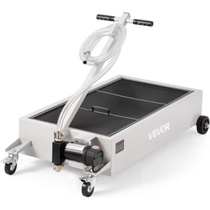 VEVOR Low Profile Electric Oil Drain Pan, 20 Gal Capacity, Rolling Oil Drain Pan with 110V High-Flow Pump, 7.2 ft Hose & T Folding Handle, Leak-proof & Corrosion-resistant, Fit for Trucks, ATVs, White(white)