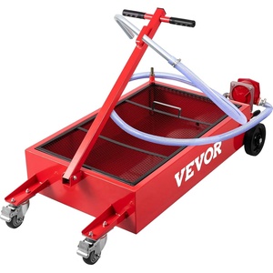 VEVOR Low Profile Electric Oil Drain Pan, 20 Gal Capacity, Rolling Oil Drain Pan with 110V High-Flow Pump, 7.2 ft Hose & T Folding Handle, Leak-proof & Corrosion-resistant, Fit for Trucks, ATVs, White(Red)