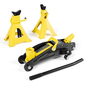 VEVOR Low Profile Floor Jack, 2 Ton (4400 lbs) Capacity, Steel Racing Floor Jack with Stands, Single Piston Quick Lift Pump, Hydraulic Trolley Car Lift for Compact SUVs, Lifting Range 5.1-12.2 Inches