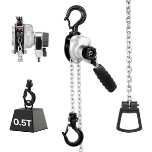 VEVOR Manual Lever Chain Hoist, 1/2T 1100LBS Capacity Heavy Duty Come Along, 10FT Lift G80 Alloy Steel Chain with Dual Pawl Mechanical Brake,360°Rotating Hooks, for Warehouse Construction Garage(1100LBS 5FT)