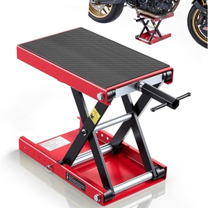 VEVOR Motorcycle Lift, 1100 LBS Motorcycle Scissor Lift Jack with Wide Deck & Safety Pin, 3.7″-13.8″ Center Hoist Crank Stand, Steel Scissor Jack for Street Bikes, Cruiser Bikes, Touring Motorcycles | Steel Scissor Jack with Lock Pin, 3.7″-13.8″ Center Hoist Crank Stand, for Street Bikes, Cruiser Bikes, Touring Motorcycles(Red)