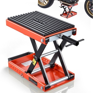 VEVOR Motorcycle Lift 1100lbs ATV Scissor Lift Jack with Dolly & Hand Crank | Garage Repair Center Hoist Crank Stand with Wide Deck and Tool Tray for Street Bikes, Cruiser Bikes, Touring Motorcycles | Garage Repair Center Hoist Crank Stand with Wide Deck and Tool Tray for Street Bikes, Cruiser Bikes, Touring Motorcycles(1500 lbs-Scissor)