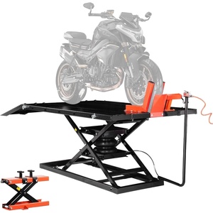 VEVOR Motorcycle Lift Table, 1500lbs Weight Capacity, Pneumatic Motorcycle Jack, 8.6-31 in Height Range, Heavy Duty Bike Repair Stand with Removable Workbench, Repair Platform for ATVs, Dirt Bike