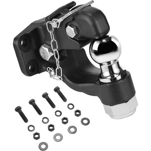 VEVOR Pintle Hook, 20000 lbs, Pintle Hook Hitch for 2/2.5-inch Hitch Hook Military Receiver, Combination 2-5/16-inch Hitch Ball, Fits 2.5 to 3-inch Lunette Ring, 15.6-inch Length, Black Powder Coat(2in 20000lbs)