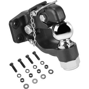 VEVOR Pintle Hook, 20000 lbs, Pintle Hook Hitch for 2/2.5-inch Hitch Hook Military Receiver, Combination 2-5/16-inch Hitch Ball, Fits 2.5 to 3-inch Lunette Ring, 15.6-inch Length, Black Powder Coat(2-5/16in 30000lbs)