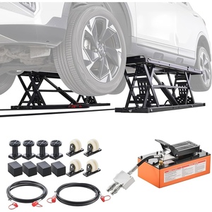 VEVOR Portable Car Lift, 4400 lbs Capacity, Heavy Duty Steel Quick Lift with 23″ Max Height, Adjustable Width and Wheels, Manual Lifting for Cars, Compact SUVs, Mini Trucks, Home Garage or Shop Use(5000LBS-Upgrade Electric Pneumatic Pump)
