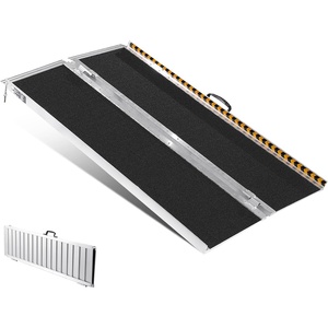 VEVOR Portable Wheelchair Ramp 5FT, Non-Slip Aluminum Folding Handicap Ramp, Door Threshold Ramps for Wheelchair for Home,Wheel Chair Ramp Steps, Cars, Scooter, Cart, Curbs, Stairs(5FT (For height 5-15”))