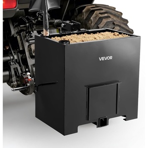 VEVOR Premium Ballast Box, Corrosion-Proof 3-Point Category 1 Tractor Ballast of 800lbs Load for 2 in Hitch Receiver, Heavy-Duty Thickened Steel 5ft³ Volume, Loader Attachment with Sliding Door, Red(Black)