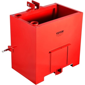 VEVOR Premium Ballast Box, Corrosion-Proof 3-Point Category 1 Tractor Ballast of 800lbs Load for 2 in Hitch Receiver, Heavy-Duty Thickened Steel 5ft³ Volume, Loader Attachment with Sliding Door, Red(Red)