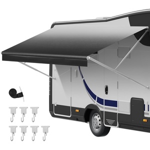 VEVOR RV Awning Fabric Replacement, 15′ (Fabric 14’2″) 18 oz Heavy-Duty Weatherproof Vinyl Camper Awning Replacement, UPF50+ Protection Waterproof Outdoor Canopy for RV, Motorhome, Trailer, Black Fade(Black Fade)