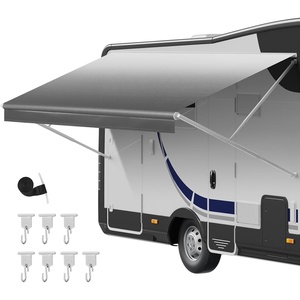 VEVOR RV Awning Fabric Replacement, 15′ (Fabric 14’2″) 18 oz Heavy-Duty Weatherproof Vinyl Camper Awning Replacement, UPF50+ Protection Waterproof Outdoor Canopy for RV, Motorhome, Trailer, Black Fade(Gray Fade)