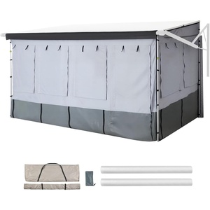 VEVOR RV Awning Sun Shade Room – Compatible with 18-19 ft Awnings, RV Awning Sun Shading Room with Door & Ventilated Mesh Windows, Sunproof & Windproof Three-Sided Enclosure Tent for RV Camping(16 Feet to 17 Feet)
