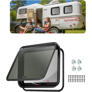 VEVOR RV Exit Window, 30″ W x 22″ H Tinted RV Window with Net Screen and Trim Ring, Fit for 1 1/4″ – 1 13/16″ Thickness Wall, RV Window Replacement for Teardrop Cargo Trailer Camper, DOT Approved(30x22in)