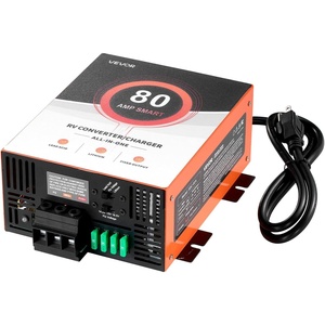 VEVOR RV Power Converter, 65 Amp, 110V AC to 12V DC RV Converter Battery Charger, Multi Stage Smart Charging, 13V to 16.5V Operating Range, Compatible with Lithium & Lead Acid Battery, for Camper(80A)