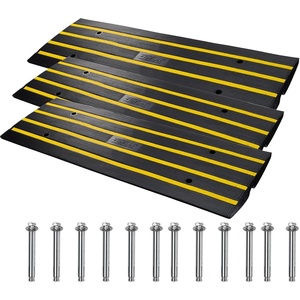 VEVOR Rubber Curb Ramp for Driveway 3 Pack, 15T Heavy Duty Sidewalk Curb Ramp, 48″ Lx2.6 H Bridge Ramp for Garage for Low Cars, Wheelchairs, L.O.A. 12 FT(2.6″ Rise (3-Pack  48″ L))