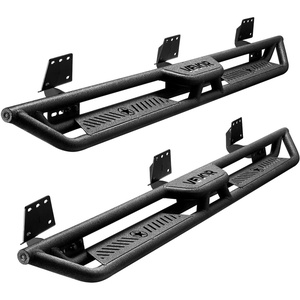 VEVOR Running Boards, 4 Inches Side Steps Compatible with 2015-2025 Chevy Colorado/GMC Canyon Crew Cab, Black Carbon Steel Nerf Bars, 550 lbs Load Capacity, Non-Slip Surface with Rustproof Coating(19-25 Ram 1500 Crew Cab)