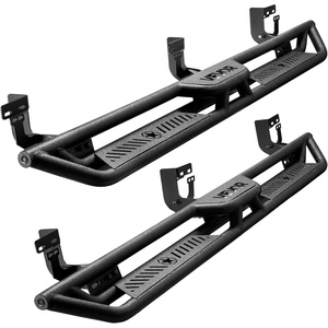 VEVOR Running Boards, 4 Inches Side Steps Compatible with 2015-2025 Chevy Colorado/GMC Canyon Crew Cab, Black Carbon Steel Nerf Bars, 550 lbs Load Capacity, Non-Slip Surface with Rustproof Coating(09-18 Ram 1500 Crew Cab)
