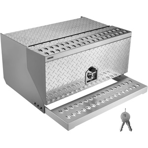 VEVOR Semi-Truck Step Tool Box, 30″ x 29.5″ x 15.8″ Heavy Duty Aluminum Diamond Plate Toolbox, Waterproof Cab Entry Step Storage Box with T-Handle Lock & Keys for Flatbed, Crane, and Semi Trucks