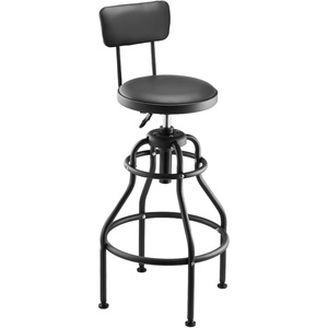 VEVOR Shop Stool with Backrest, Pneumatic Garage Seat/Work Stool with 300 lbs Capacity, Adjustable Height Roller Creeper Seat, 360° Swivel Padded, for Garage, Shop & Auto Repair, Black(with Backrest-no Casters)