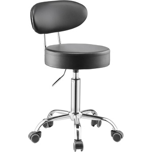 VEVOR Shop Stool with Backrest, Pneumatic Height Adjustable Garage Seat, 300 lbs Load, Roller Creeper Seat, 360 Swivel Padded Workshop Stool, Black(with Backrest and Casters)