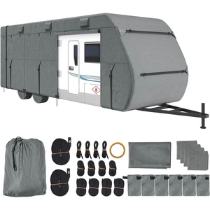 VEVOR Travel Trailer Cover, 28-31 ft RV Cover, Top 300D Oxford Fabric Camper Cover, Waterproof, Windproof and Rip-Stop Class A RV Cover, with Storage Bag, Repair Patches, Straps and Tire Covers(28-31 ft)