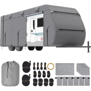 VEVOR Travel Trailer Cover, 28-31 ft RV Cover, Top 300D Oxford Fabric Camper Cover, Waterproof, Windproof and Rip-Stop Class A RV Cover, with Storage Bag, Repair Patches, Straps and Tire Covers(18-20 ft)