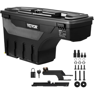 VEVOR Truck Bed Storage Box, Lockable Lid, Waterproof ABS Wheel Well Tool Box 6.6 Gal/20 L with Password Padlock, Compatible with Tundra 2007-2021, Driver Side, Black(Driver Side)