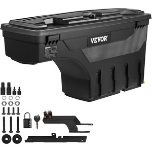 VEVOR Truck Bed Storage Box, Lockable Lid, Waterproof ABS Wheel Well Tool Box 6.6 Gal/20 L with Password Padlock, Compatible with Tundra 2007-2021, Driver Side, Black(Passenger Side)