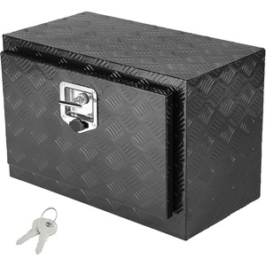 VEVOR Underbody Truck Box, 24″×17″×18″ Pickup Storage Box, Heavy Duty Aluminum Diamond Plate Tool Box with Lock and Keys, Waterproof Trailer Storage Box with T-Handle Latch for Truck, Van, Trailer(Black)