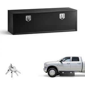 VEVOR Underbody Truck Tool Box, 24 x 12 x 14 Inch Heavy Duty Steel Trailer Storage Box with Lock & Keys, Waterproof Trailer Storage Organizer Under Body Chest with T-Handle for Truck, Van, SUV, Black(60*18*18)