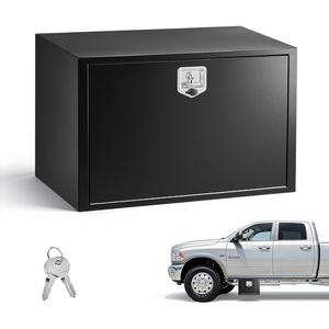 VEVOR Underbody Truck Tool Box, 24 x 12 x 14 Inch Heavy Duty Steel Trailer Storage Box with Lock & Keys, Waterproof Trailer Storage Organizer Under Body Chest with T-Handle for Truck, Van, SUV, Black(36*24*24)