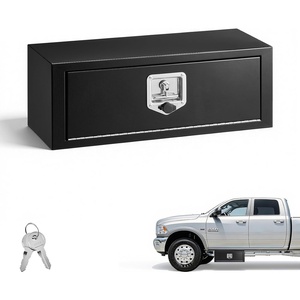 VEVOR Underbody Truck Tool Box, 24 x 12 x 14 Inch Heavy Duty Steel Trailer Storage Box with Lock & Keys, Waterproof Trailer Storage Organizer Under Body Chest with T-Handle for Truck, Van, SUV, Black(27*10*10)