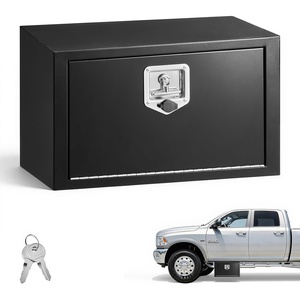 VEVOR Underbody Truck Tool Box, 24 x 12 x 14 Inch Heavy Duty Steel Trailer Storage Box with Lock & Keys, Waterproof Trailer Storage Organizer Under Body Chest with T-Handle for Truck, Van, SUV, Black(24*12*14)