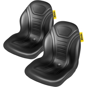 VEVOR Universal Tractor Seat Replacement 2 Pcs Compact High Back Mower Seat, Black Vinyl Forklift Seat, Central Drain Hole Skid Steer Seat with Mounting Bolt Patterns of 8″ x 11.5″ & 11.25″ x 11.5″(2Pcs Black)