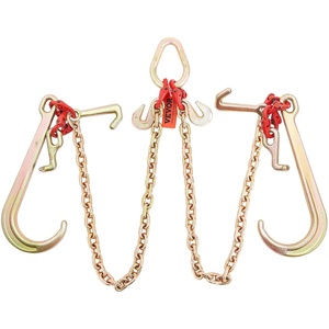 VEVOR V Bridle Chain, 5/16 in x 2 ft Bridle Tow Chain, Grade 80 V-Bridle Transport Chain, 9260 Lbs Break Strength with TJ Hooks and Crab Hooks, Heavy Duty Pear Link Connector and Chain Shorteners(5/16Inch x 3FT)