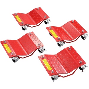VEVOR Wheel Dolly, 8000 lbs Capacity Heavy-Duty Steel Car Mover, Wheel Dolly Car Tire Stake Set with Brakes, Vehicle Moving Cart Moving Cars, Trucks, Trailers, Motorcycles, and Boats, Set of 4, Red | Industrial Wheel Dolly Car Tire Stake Set with Brakes, Vehicle Moving Cart for Cars Trucks Trailers Motorcycles Boats, Red(Red)