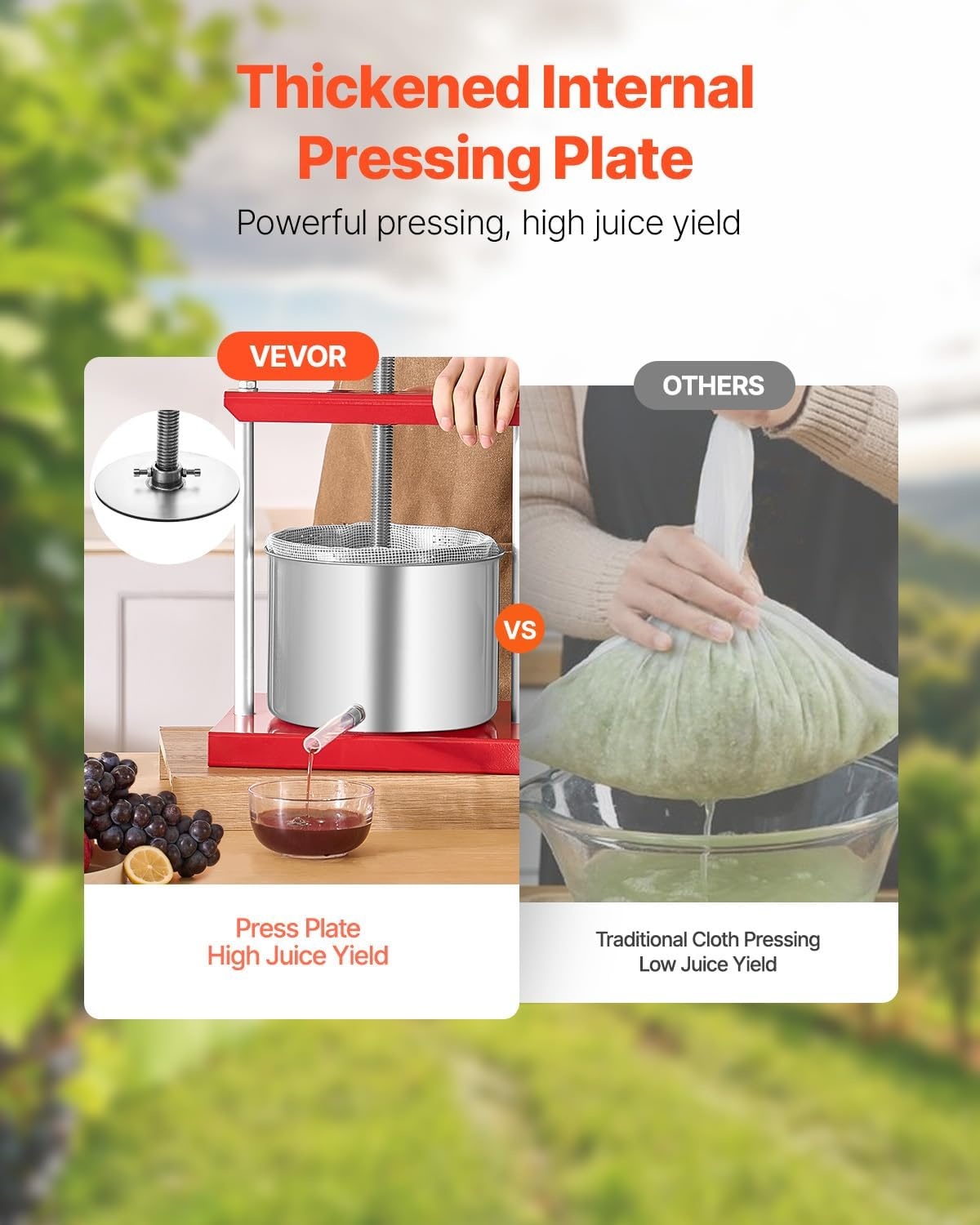 image:imageVEVOR 044 Gal165L Fruit Wine Press 2 Stainless Steel Barrels Manual Juice Maker Cider Apple Grape Tincture Honey Olive Oil Making Press with THandle for Outdoor Kitchen HomeRed