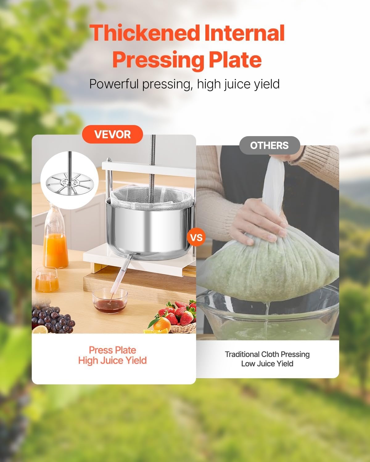 image:imageVEVOR 044 Gal165L Fruit Wine Press 2 Stainless Steel Barrels Manual Juice Maker Cider Apple Grape Tincture Honey Olive Oil Making Press with THandle for Outdoor Kitchen HomeWhite