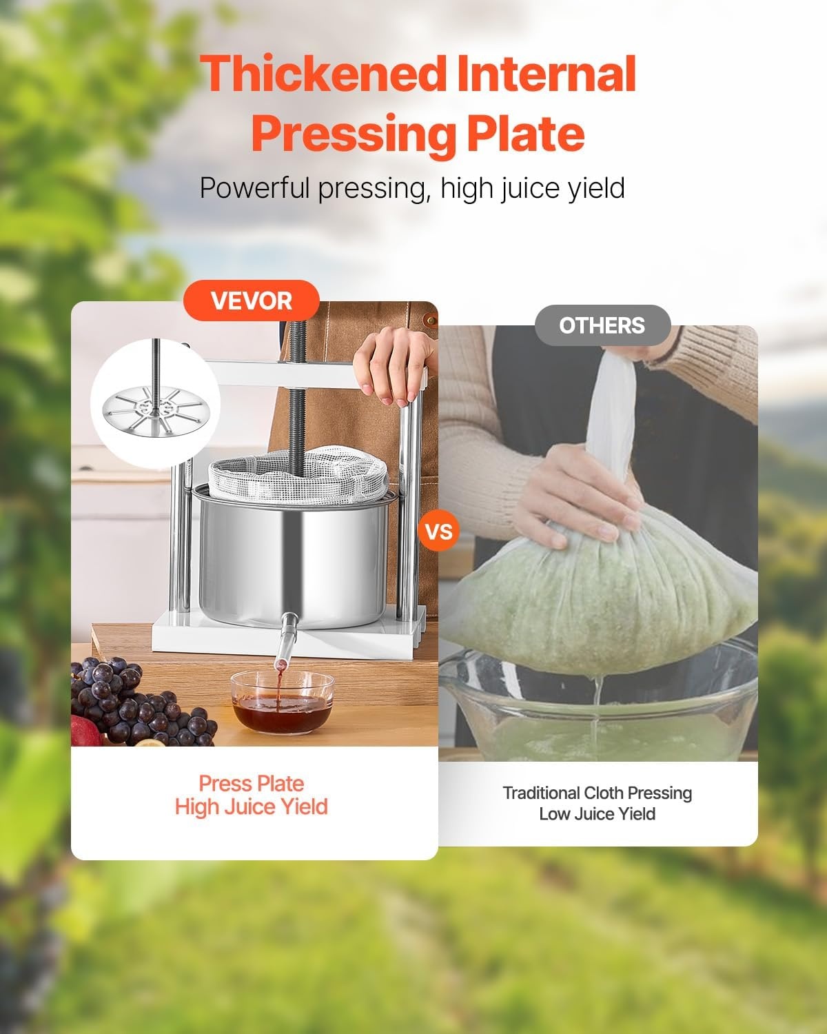 image:imageVEVOR 044 Gal165L Fruit Wine Press 2 Stainless Steel Barrels Manual Juice Maker Cider Apple Grape Tincture Honey Olive Oil Making Press with THandle for Outdoor Kitchen HomeWhite