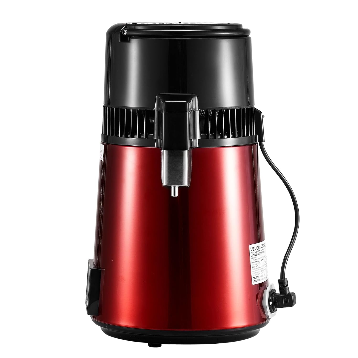 image:imageVEVOR 11Gal Water Distiller 04GalH Distilled Water Maker Machine 1750W 099H Timing Dual Temp Display 304 Stainless Steel Countertop Distiller Glass Carafe Cleaning Powder 3 Carbon Packs SilverRed