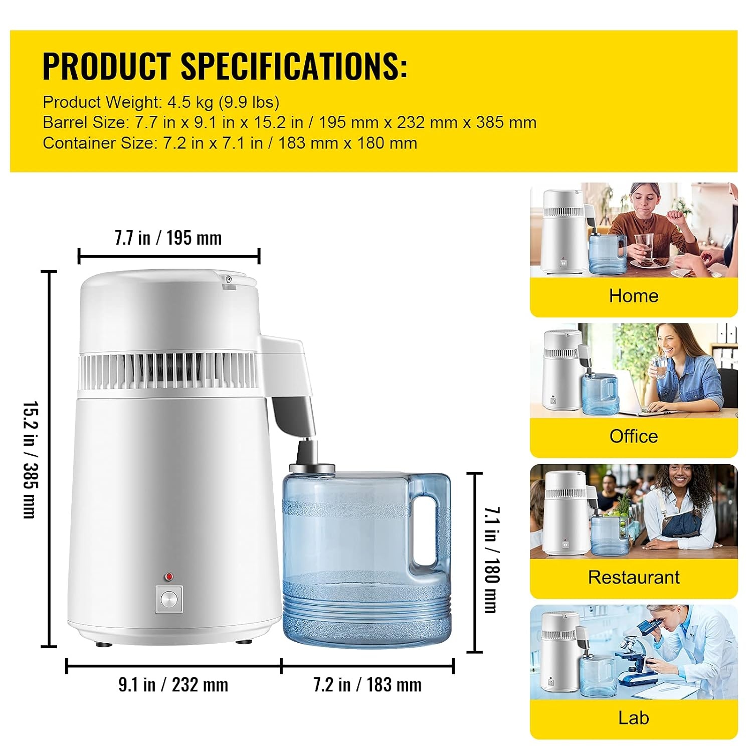 image:imageVEVOR 11Gal Water Distiller 04GalH Distilled Water Maker Machine 1750W 099H Timing Dual Temp Display 304 Stainless Steel Countertop Distiller Glass Carafe Cleaning Powder 3 Carbon Packs SilverWhite