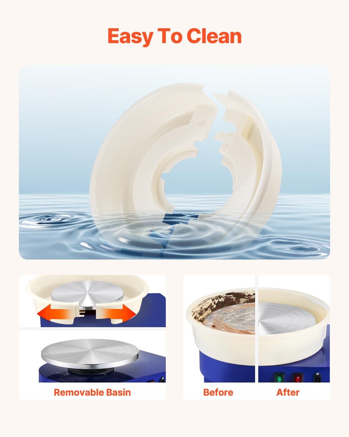 image:imageVEVOR 14in Pottery Wheel for Adults Beginners 06in HeightAdjustable 450W Pottery Forming Machine 60300RPM Electric Ceramic Wheel BlueBlue
