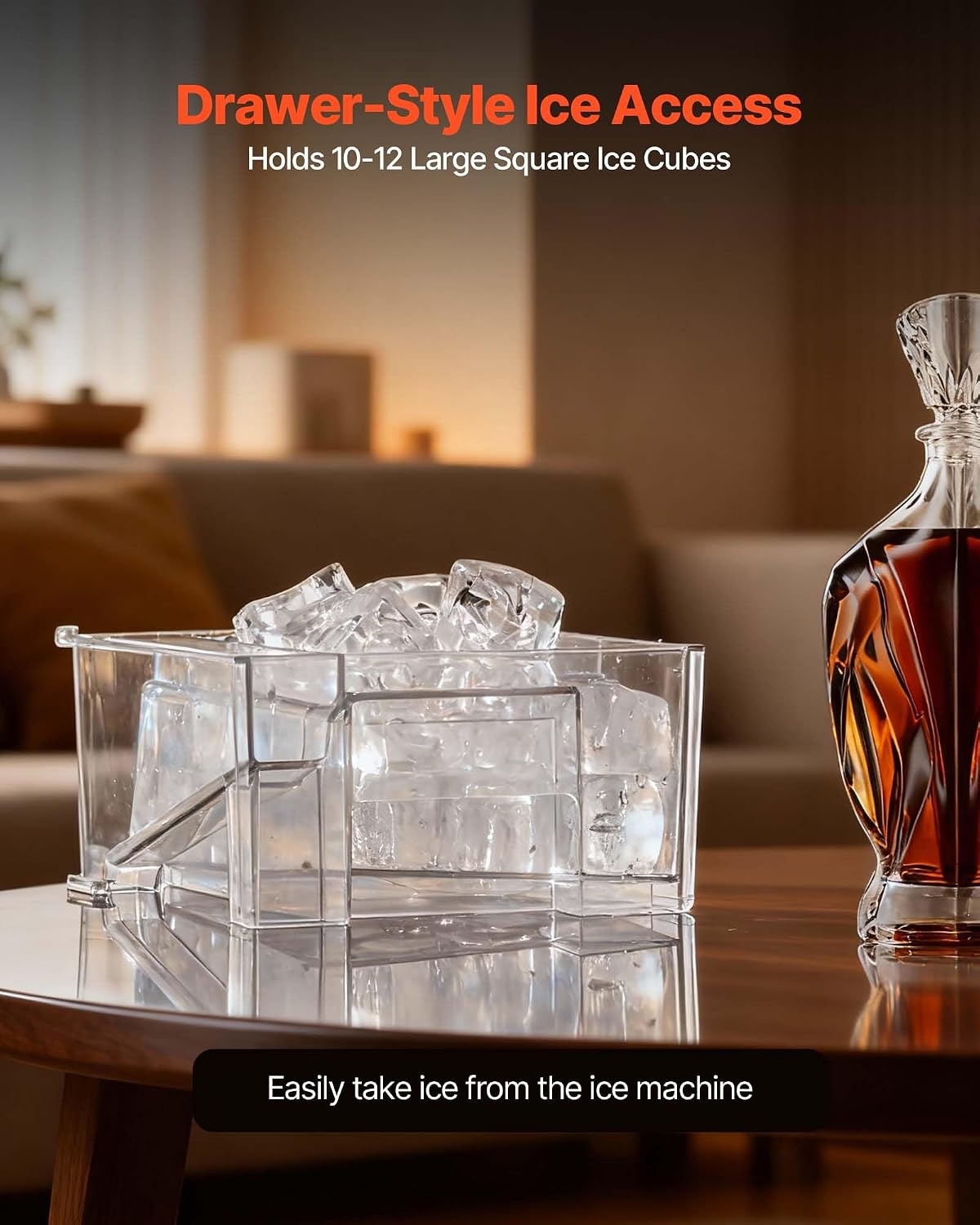 image:imageVEVOR 16 Clear Ice Cube Maker 3 Square Ice Ready in 2535 Mins 108 PcsDay 24H Timer Ice Maker Countertop for Cocktails Whiskey amp Bourbon22lbs24H