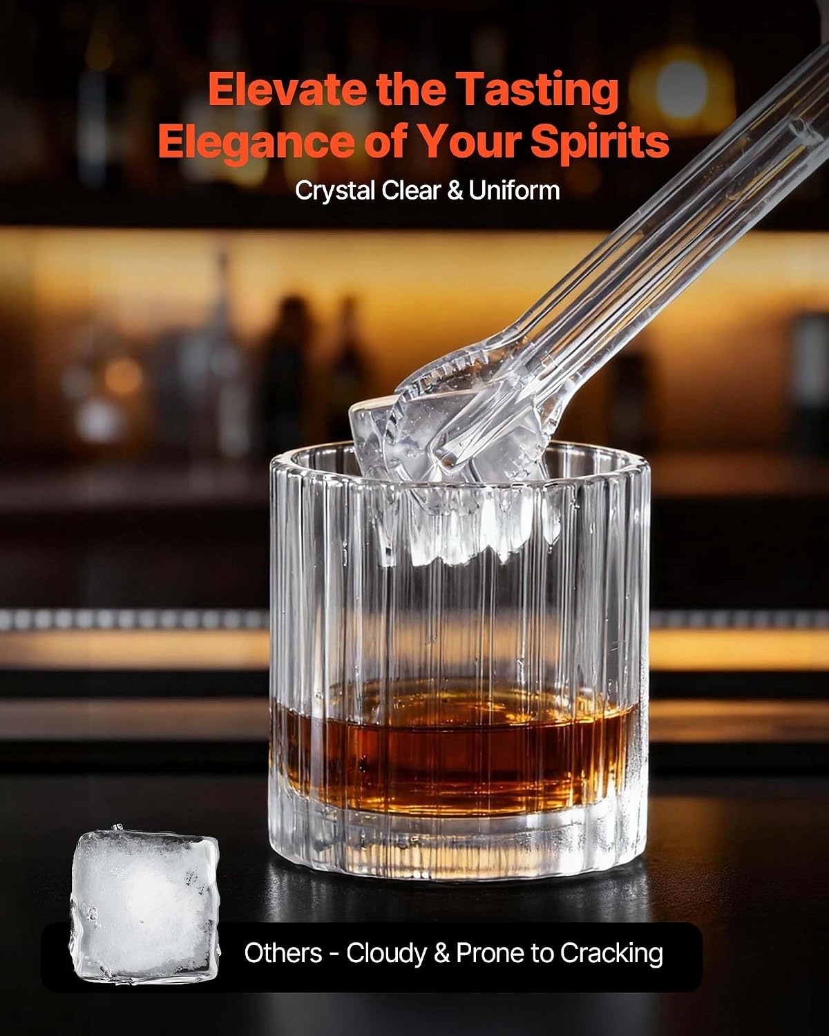 image:imageVEVOR 16 Clear Ice Cube Maker 3 Square Ice Ready in 2535 Mins 108 PcsDay 24H Timer Ice Maker Countertop for Cocktails Whiskey amp Bourbon22lbs24H