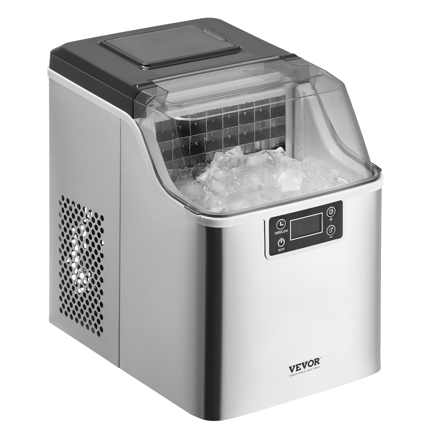 image:imageVEVOR 16 Clear Ice Cube Maker 3 Square Ice Ready in 2535 Mins 108 PcsDay 24H Timer Ice Maker Countertop for Cocktails Whiskey amp Bourbon45lbs24H