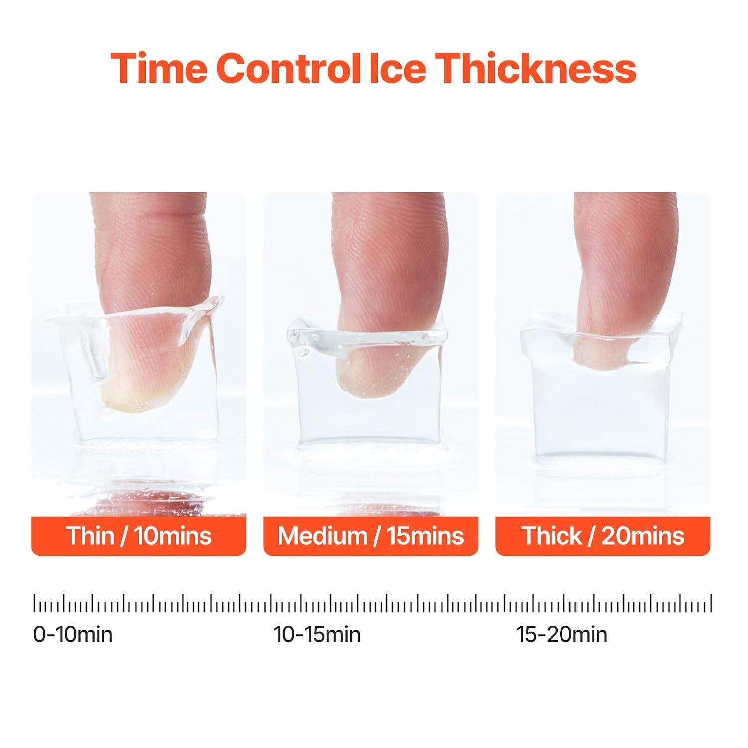 image:imageVEVOR 16 Clear Ice Cube Maker 3 Square Ice Ready in 2535 Mins 108 PcsDay 24H Timer Ice Maker Countertop for Cocktails Whiskey amp Bourbon46lbs24H