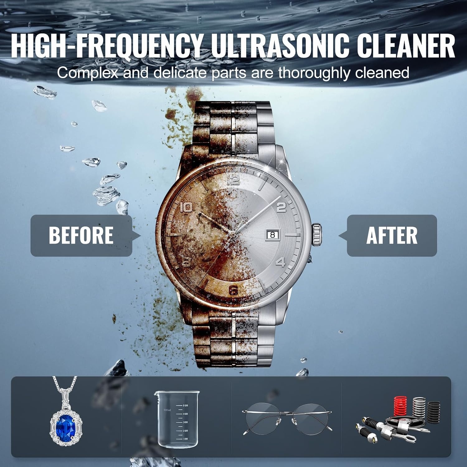 image:imageVEVOR 2L Ultra Sonic Cleaner 60W Digital Sonic Cleaning Machine with Gentle Mode amp Upgraded Degassing 40kHz Ultrasound Cleaner Machine with Heater amp Timer for Jewelry Glasses Tools Retainer3L
