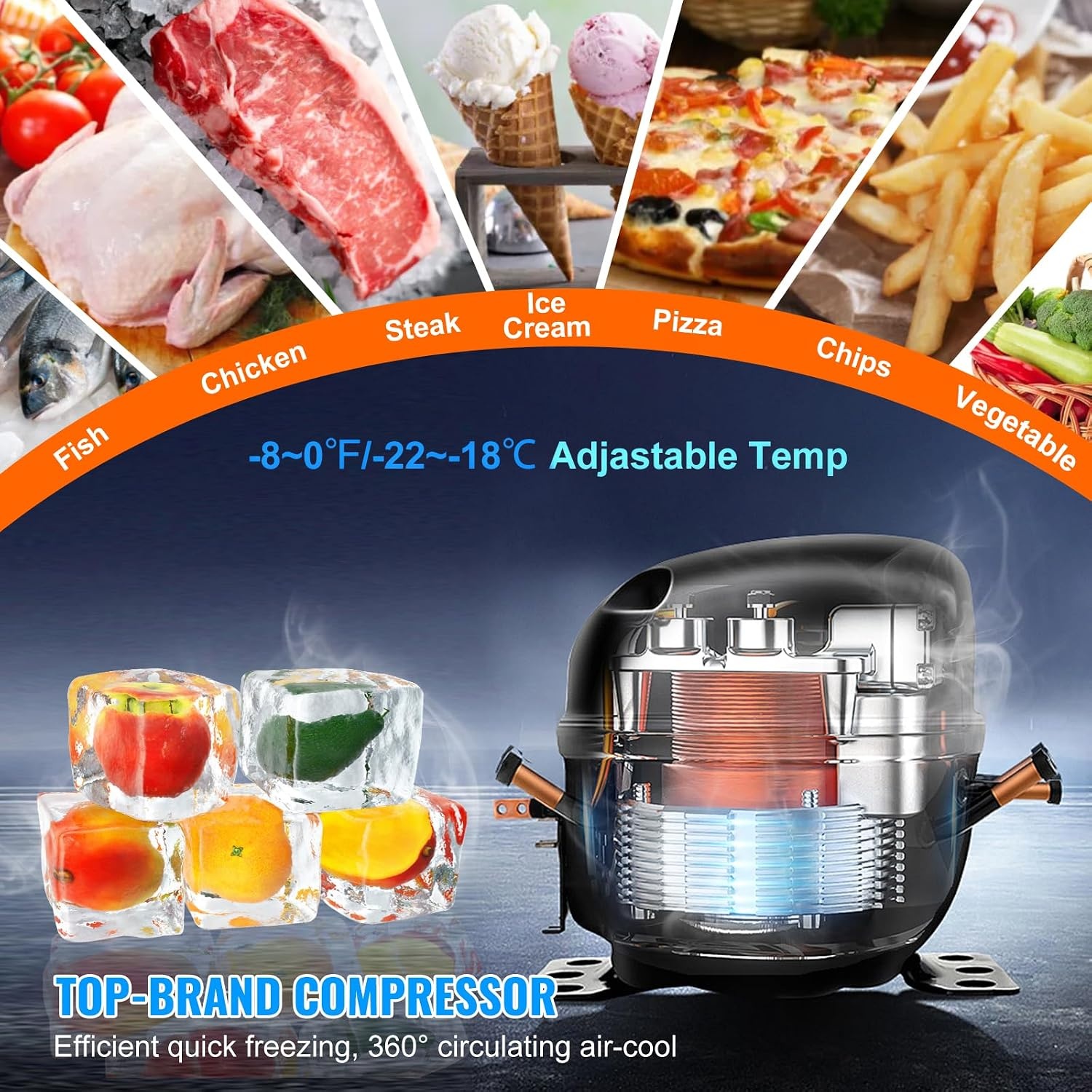 image:imageVEVOR 48 W Commercial Freezer Worktop 129 Cu Ft Undercounter Freezers withCasters lt08gtDefrost Frozen Prep Table 2 Doors Stainless Steel Food Frozen Prep Station for Restaurant Diner Bar